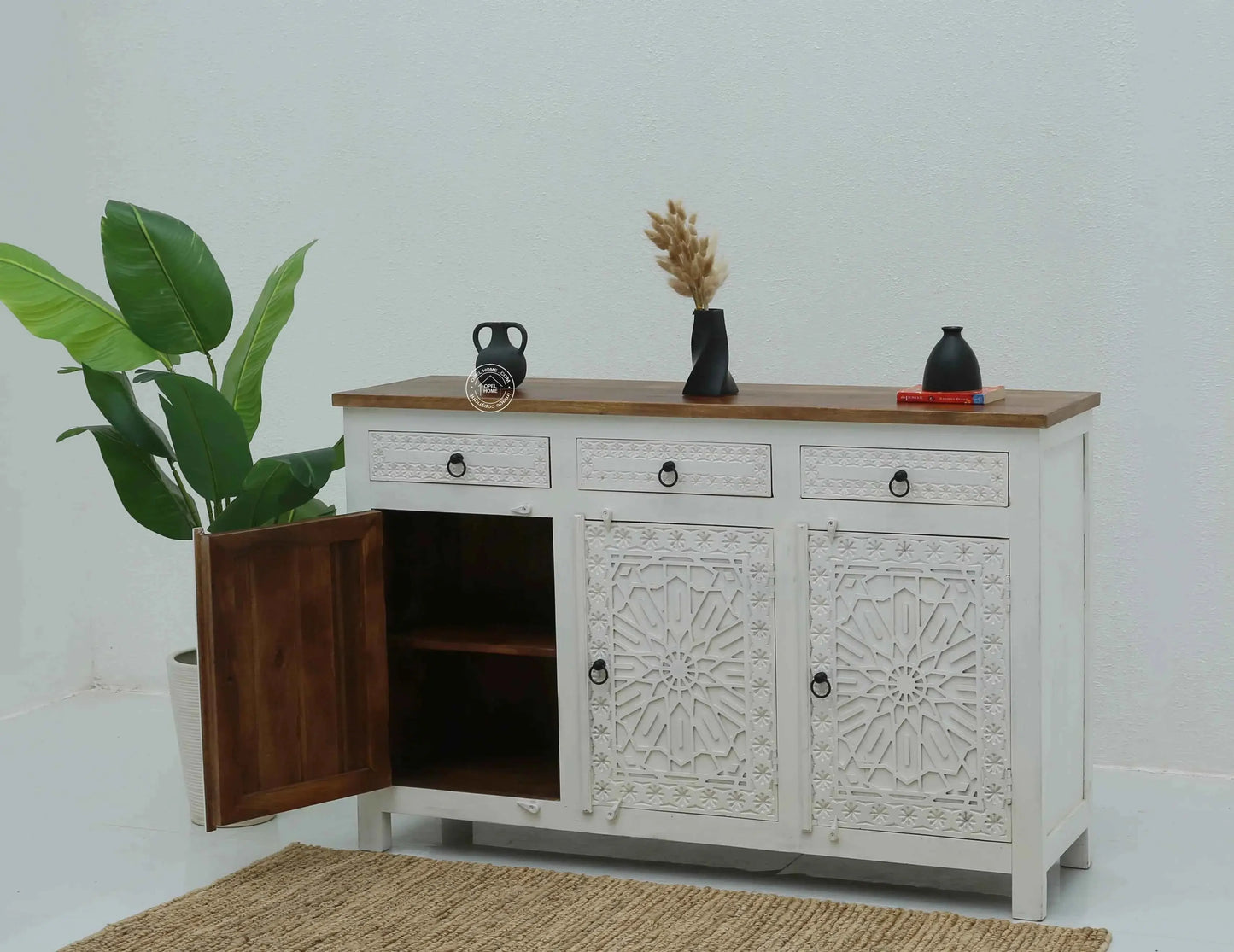 Nordic Wooden 3 Door 3 Drawer Cabinet (Multiple Colors Options) | Opelhome UAE