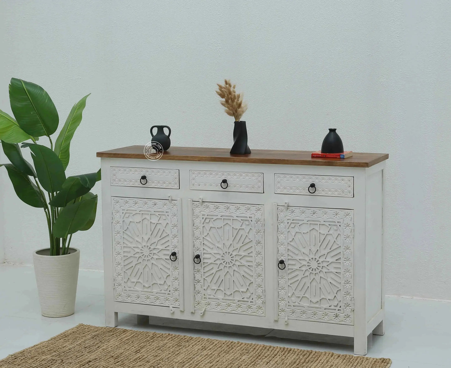 Nordic Wooden 3 Door 3 Drawer Cabinet (Multiple Colors Options) | Opelhome UAE