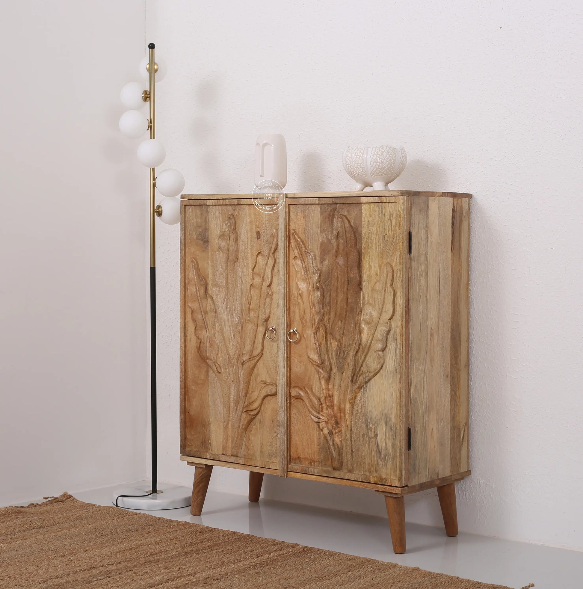 Nova Wooden Sideboard – 2 Doors, Solid Mango Wood, Natural Finish | Opelhome UAE