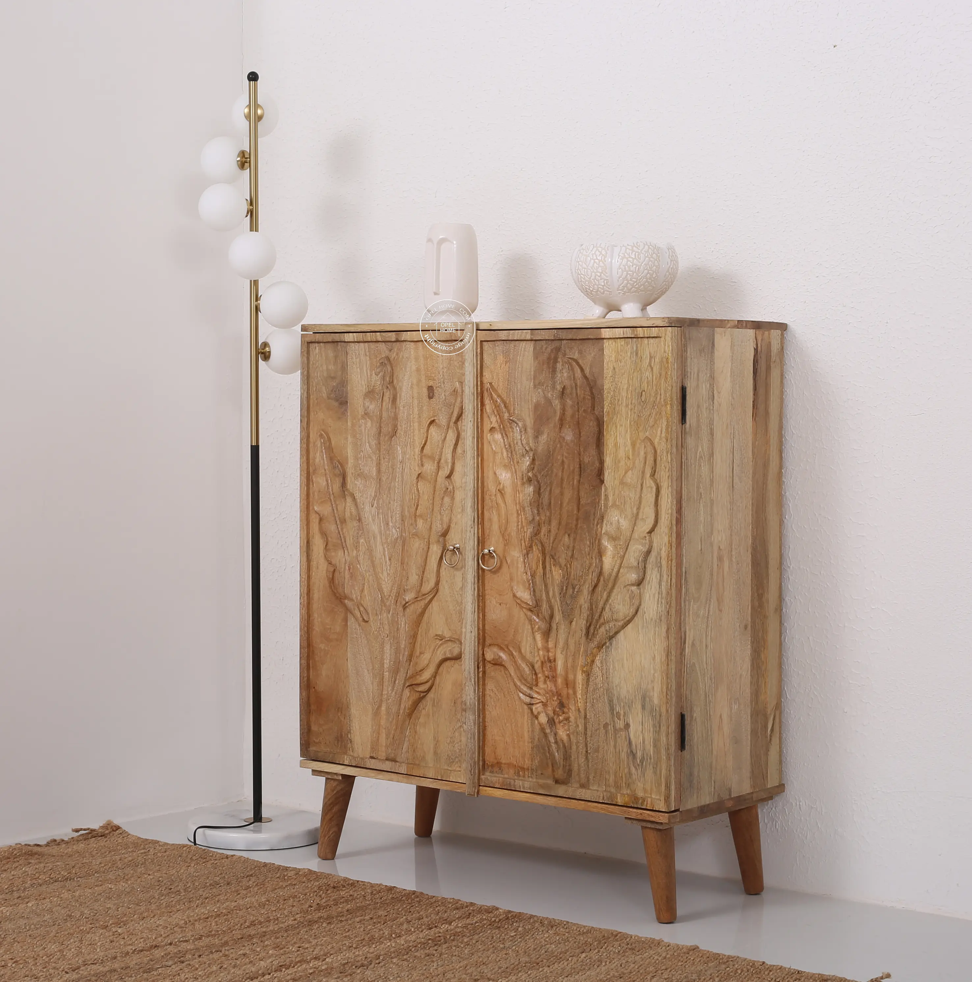 Nova Wooden Sideboard – 2 Doors, Solid Mango Wood, Natural Finish | Opelhome UAE