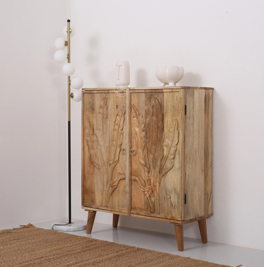 Nova Wooden Sideboard – 2 Doors, Solid Mango Wood, Natural Finish | Opelhome UAE