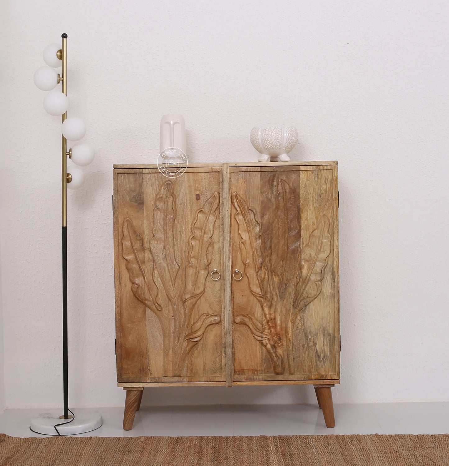 Nova Wooden Sideboard – 2 Doors, Solid Mango Wood, Natural Finish | Opelhome UAE
