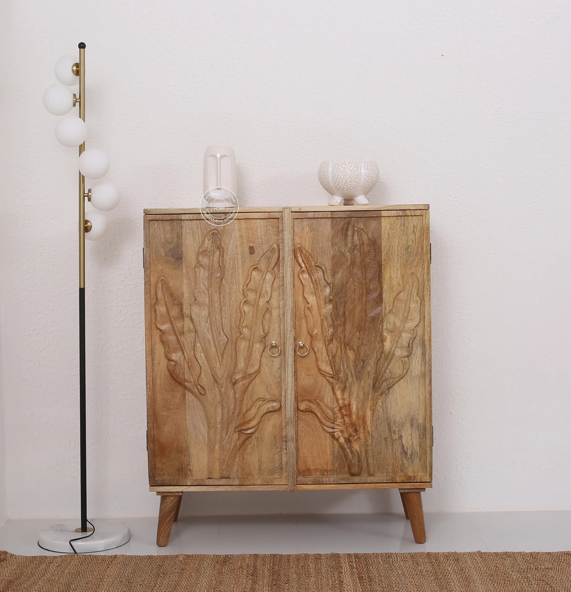Nova Wooden Sideboard – 2 Doors, Solid Mango Wood, Natural Finish | Opelhome UAE