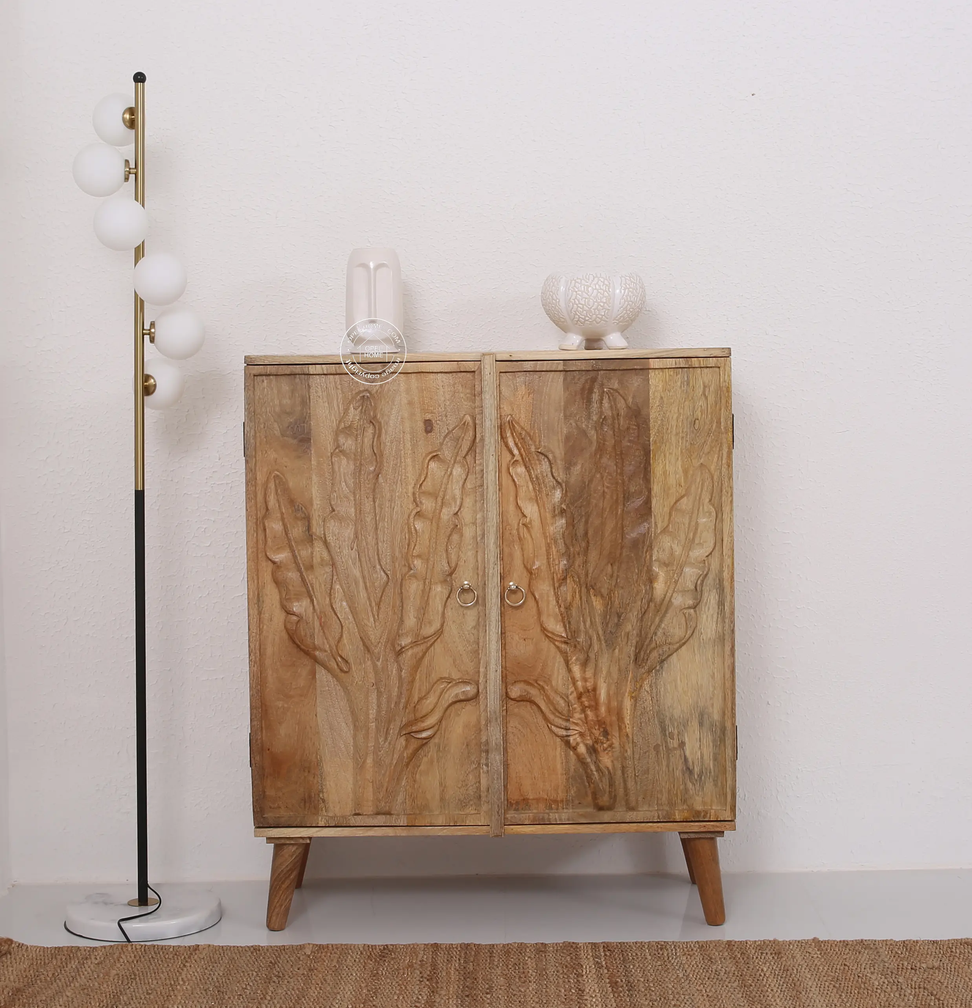 Nova Wooden Sideboard – 2 Doors, Solid Mango Wood, Natural Finish | Opelhome UAE