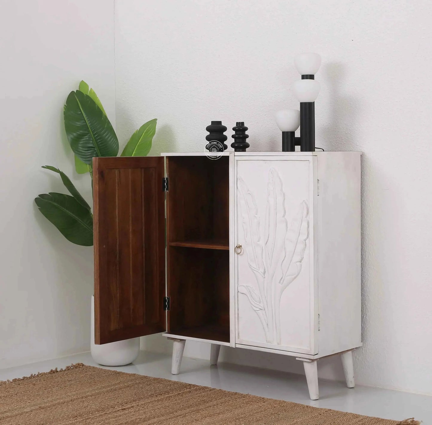 Nova Wooden Sideboard – 2 Doors, Solid Mango Wood, Natural Finish | Opelhome UAE