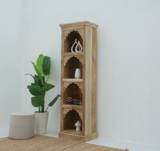 Nuvo Wooden Display Shelves Unit – Solid Mango Wood, Natural Finish | Opelhome UAE - Opelhome