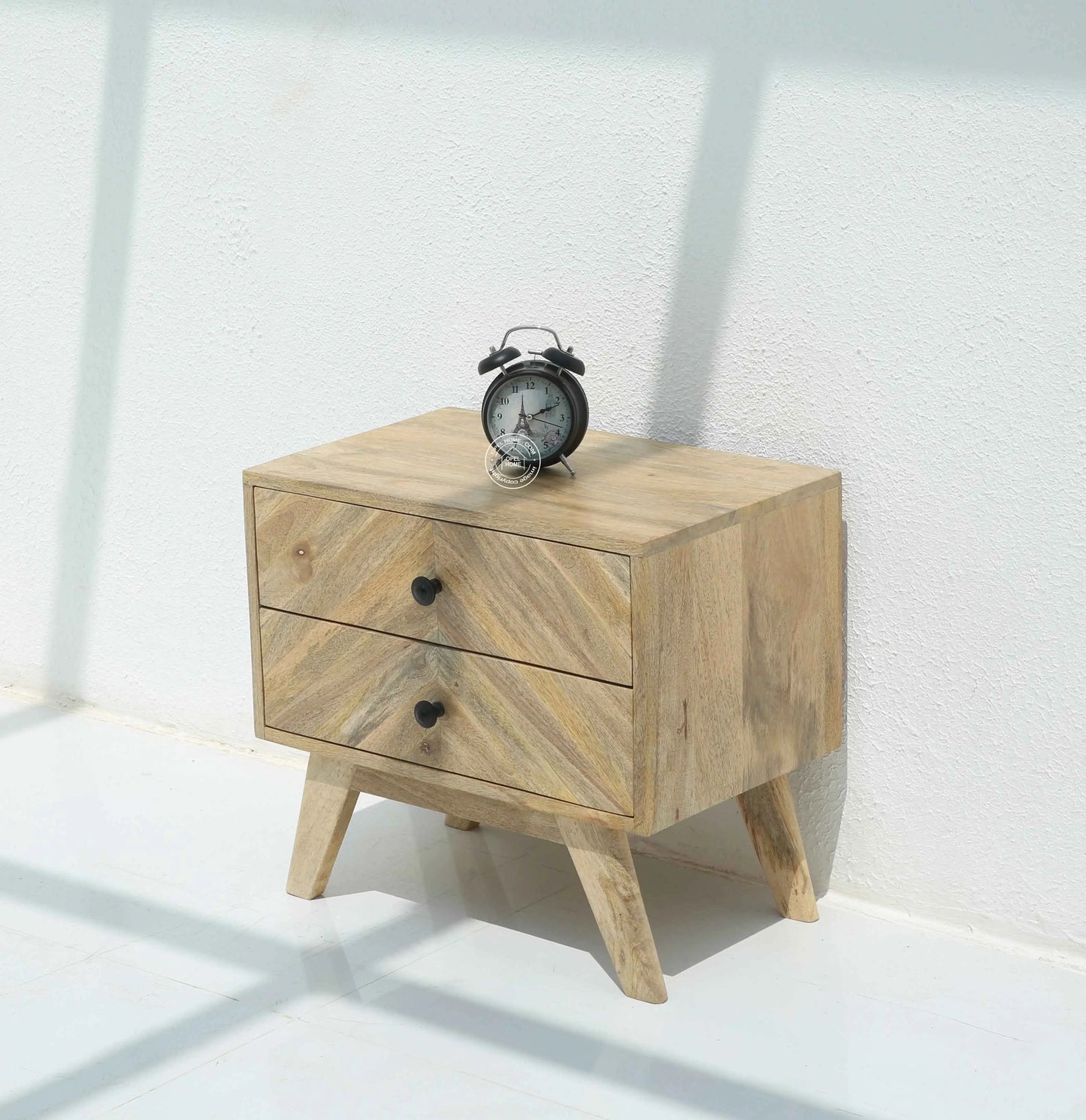 Olvera Wooden Bedside Table – Solid Mango Wood, Natural Finish | Opelhome UAE