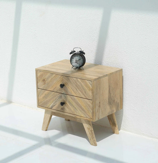 Olvera Wooden Bedside Table – Solid Mango Wood, Natural Finish | Opelhome UAE