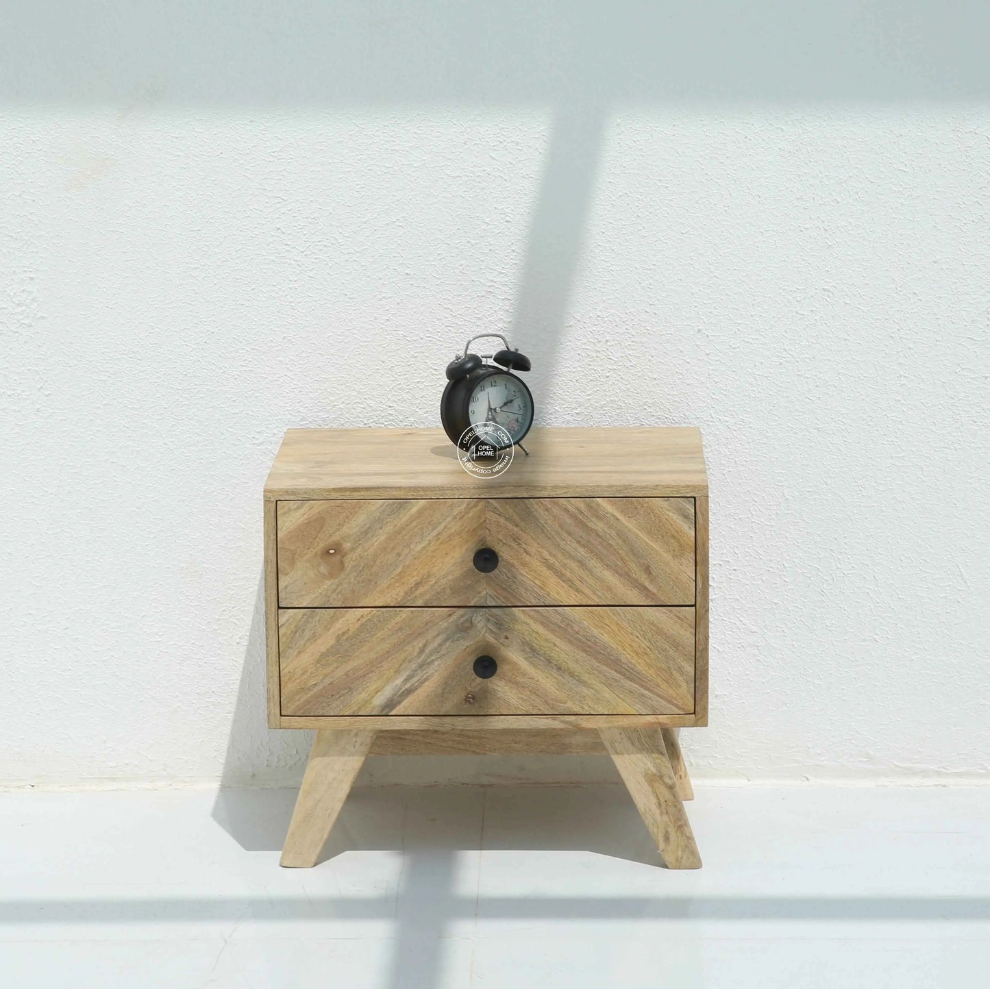 Olvera Wooden Bedside Table – Solid Mango Wood, Natural Finish | Opelhome UAE