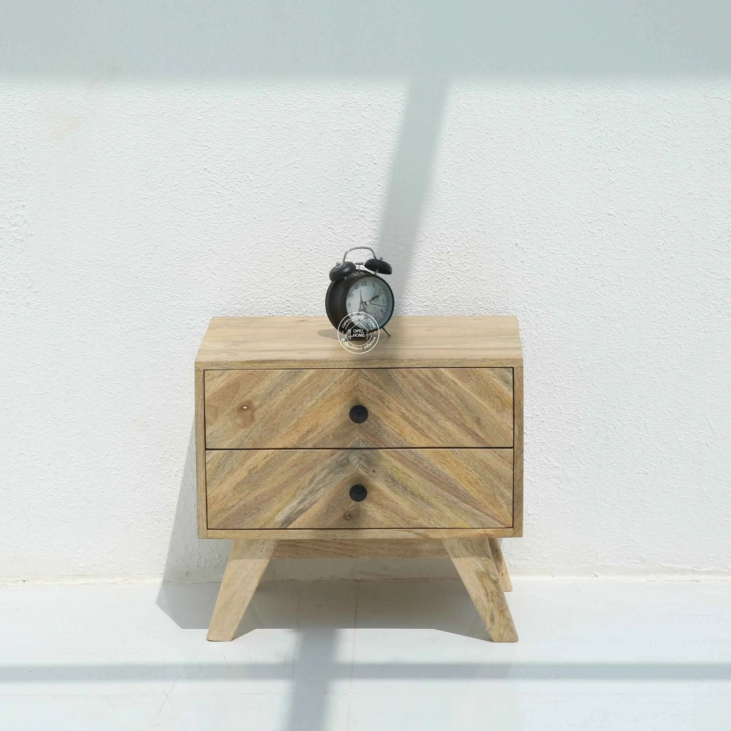 Olvera Wooden Bedside Table – Solid Mango Wood, Natural Finish | Opelhome UAE