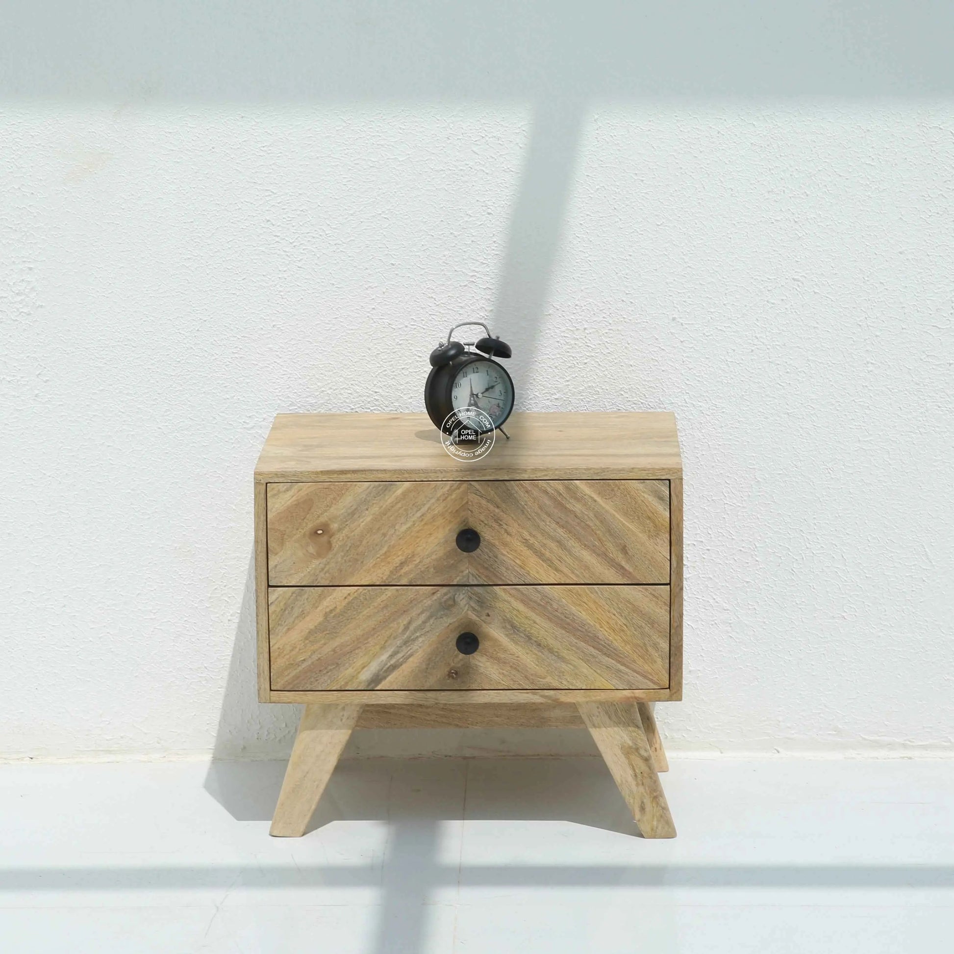 Olvera Wooden Bedside Table – Solid Mango Wood, Natural Finish | Opelhome UAE