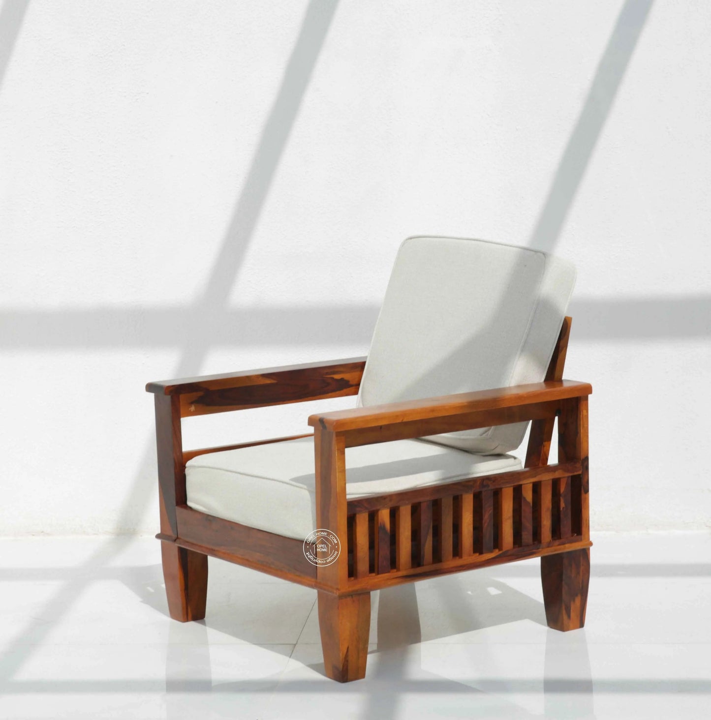 Oresta 3+1+1 Seater Wooden Sofa Set (Honey finish , Without Coffee Table) | Opelhome UAE