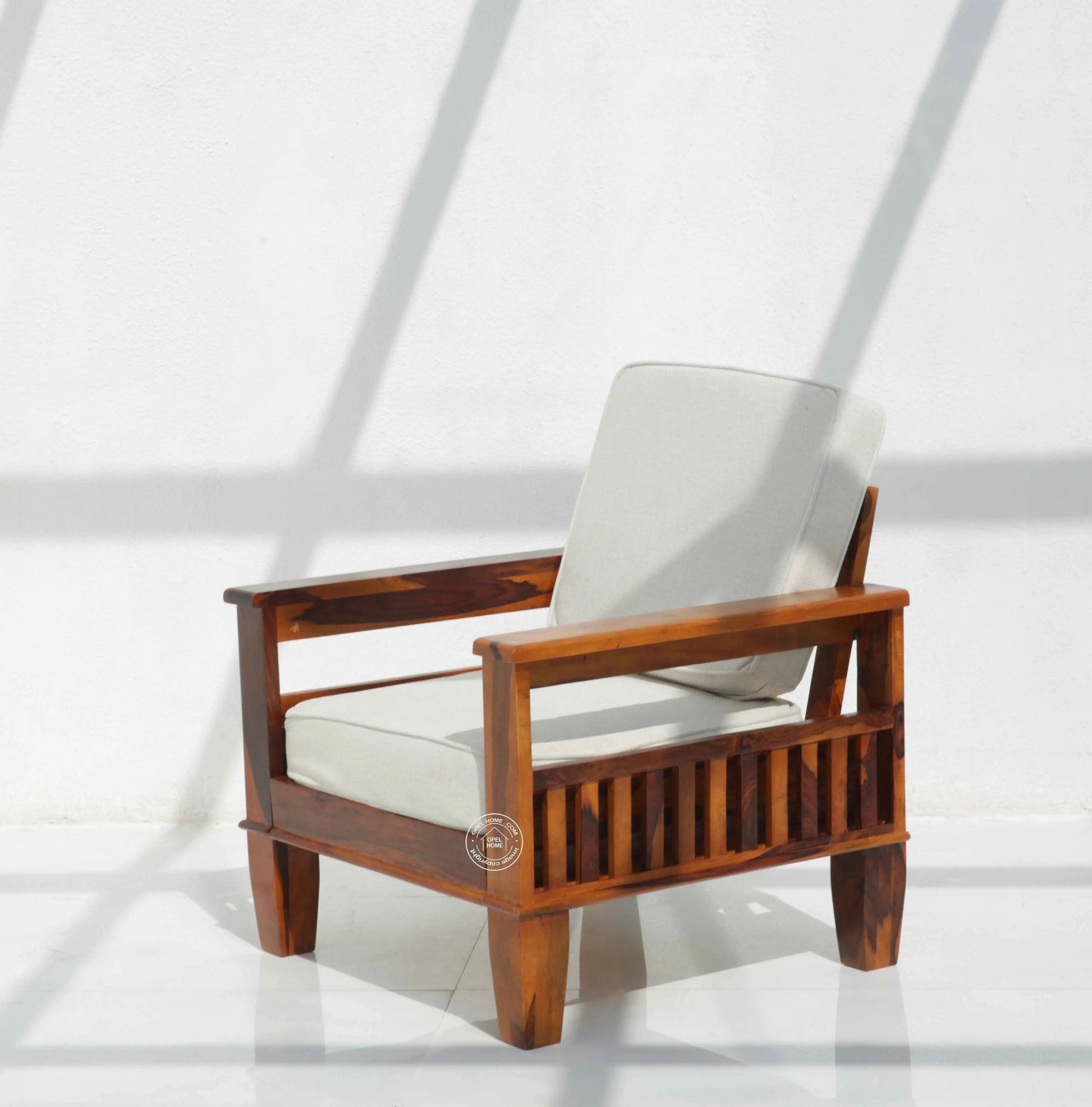 Oresta 3+1+1 Seater Wooden Sofa Set (Honey finish , Without Coffee Table) | Opelhome UAE