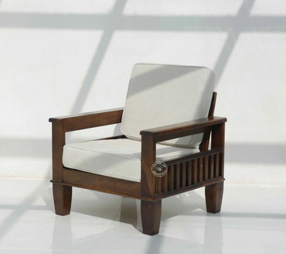 Oresta 3+1+1 Seater Wooden Sofa Set  (Walnut finish , Without Coffee Table) | Opelhome UAE