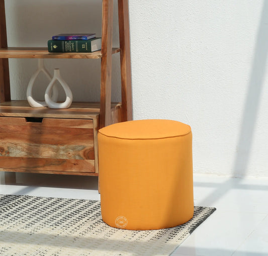 Orin Round Pouf – Chestnut Orange Cotton upholstery | Opelhome UAE Opel Home