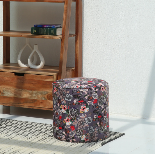 Orin Round Pouf with Printed Fabric – 40 cm | Opelhome UAE