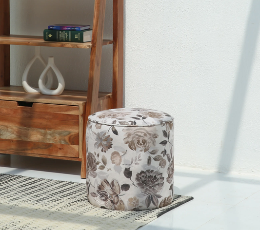 Orin Round Pouf with Printed Fabric – 40 cm | Opelhome UAE