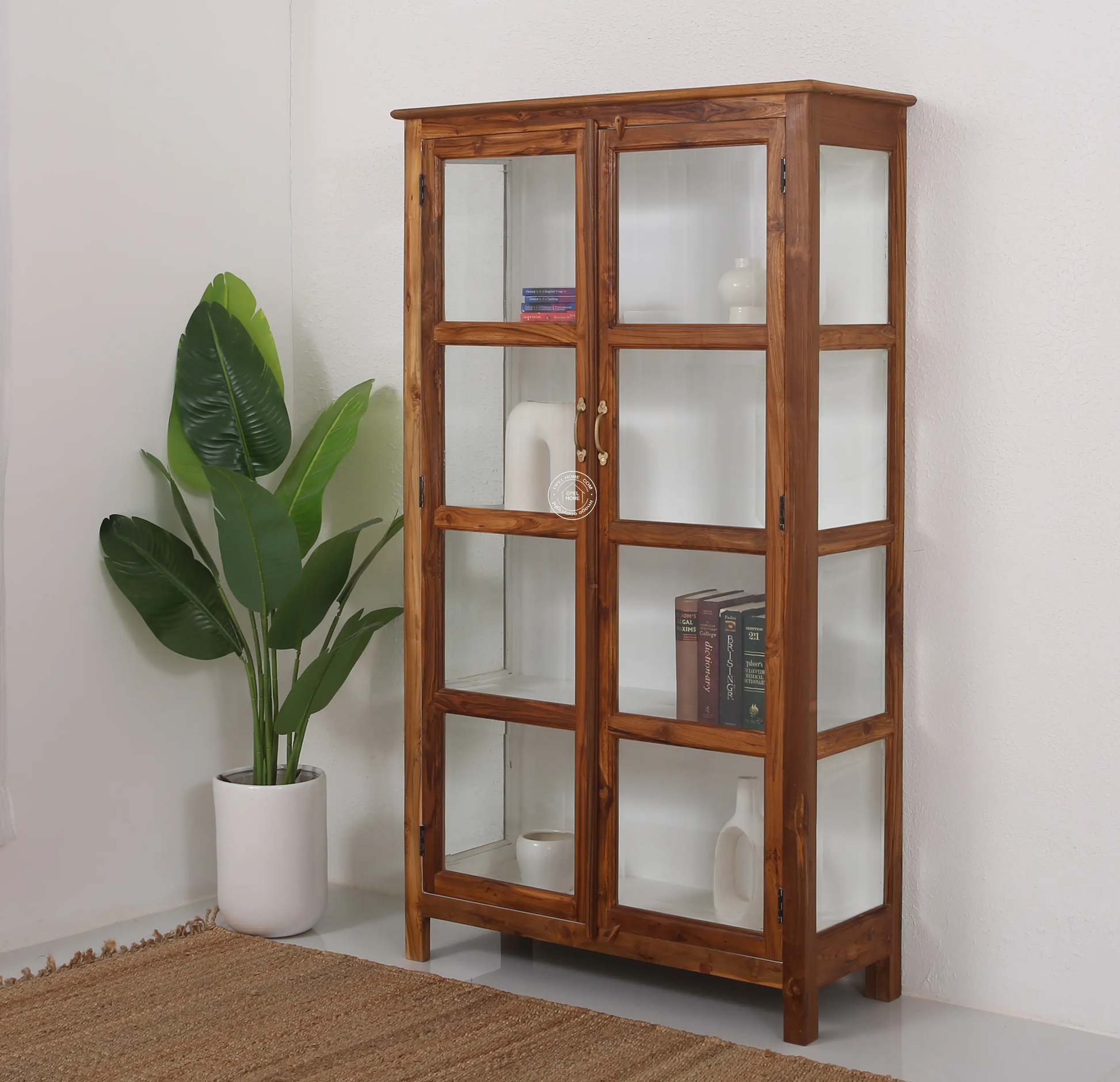 Oscar Teak Wood Display Cabinet Large - Opelhome