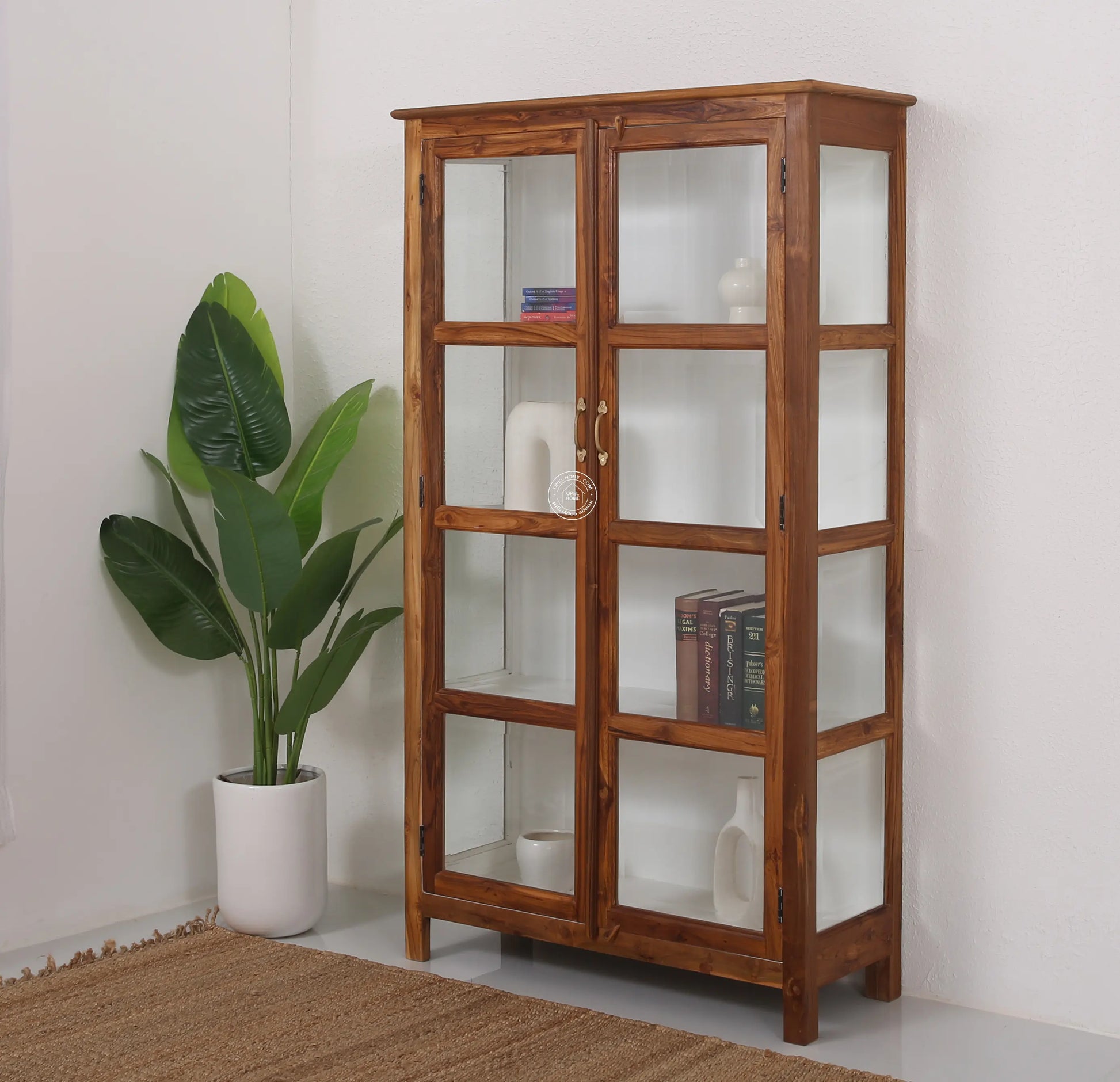 Oscar Teak Wood Display Cabinet Large - Opelhome