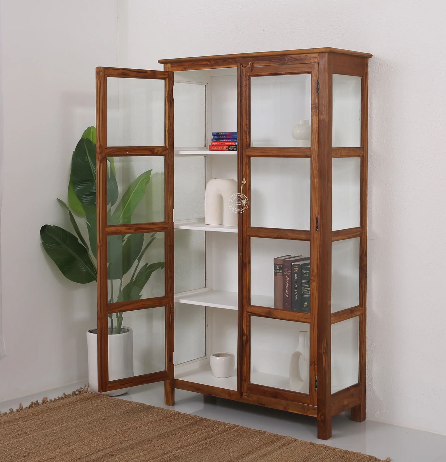 Oscar Teak Wood Display Cabinet Large - Opelhome