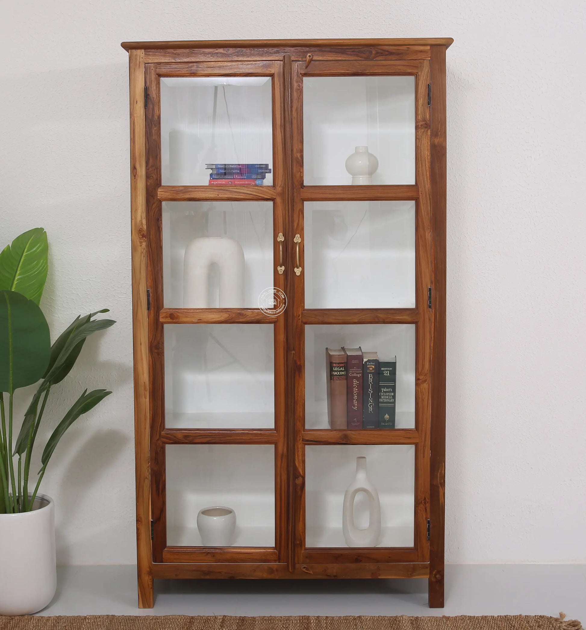 Oscar Teak Wood Display Cabinet Large - Opelhome