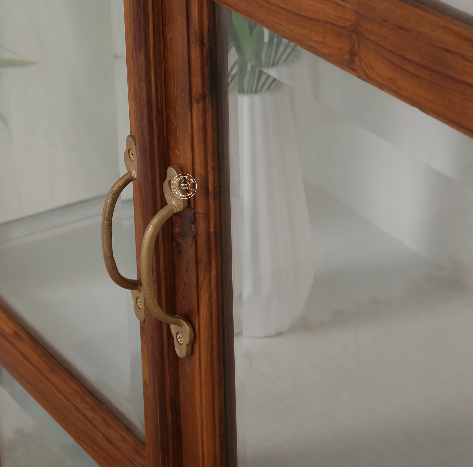 Oscar Teak Wood Display Cabinet Medium – Solid Teak Wood, Natural Finish | Opelhome UAE - Opelhome