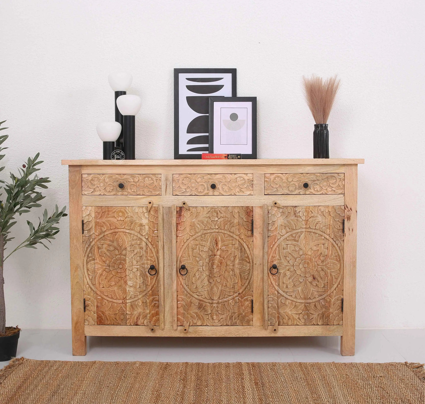 Oslo Wooden 3 Door 3 Drawer Sideboard (Multiple Color Options) | Opelhome UAE