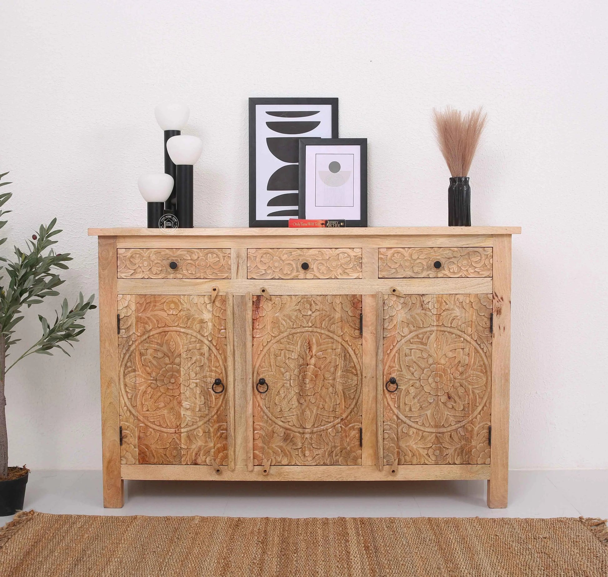 Oslo Wooden 3 Door 3 Drawer Sideboard (Multiple Color Options) | Opelhome UAE