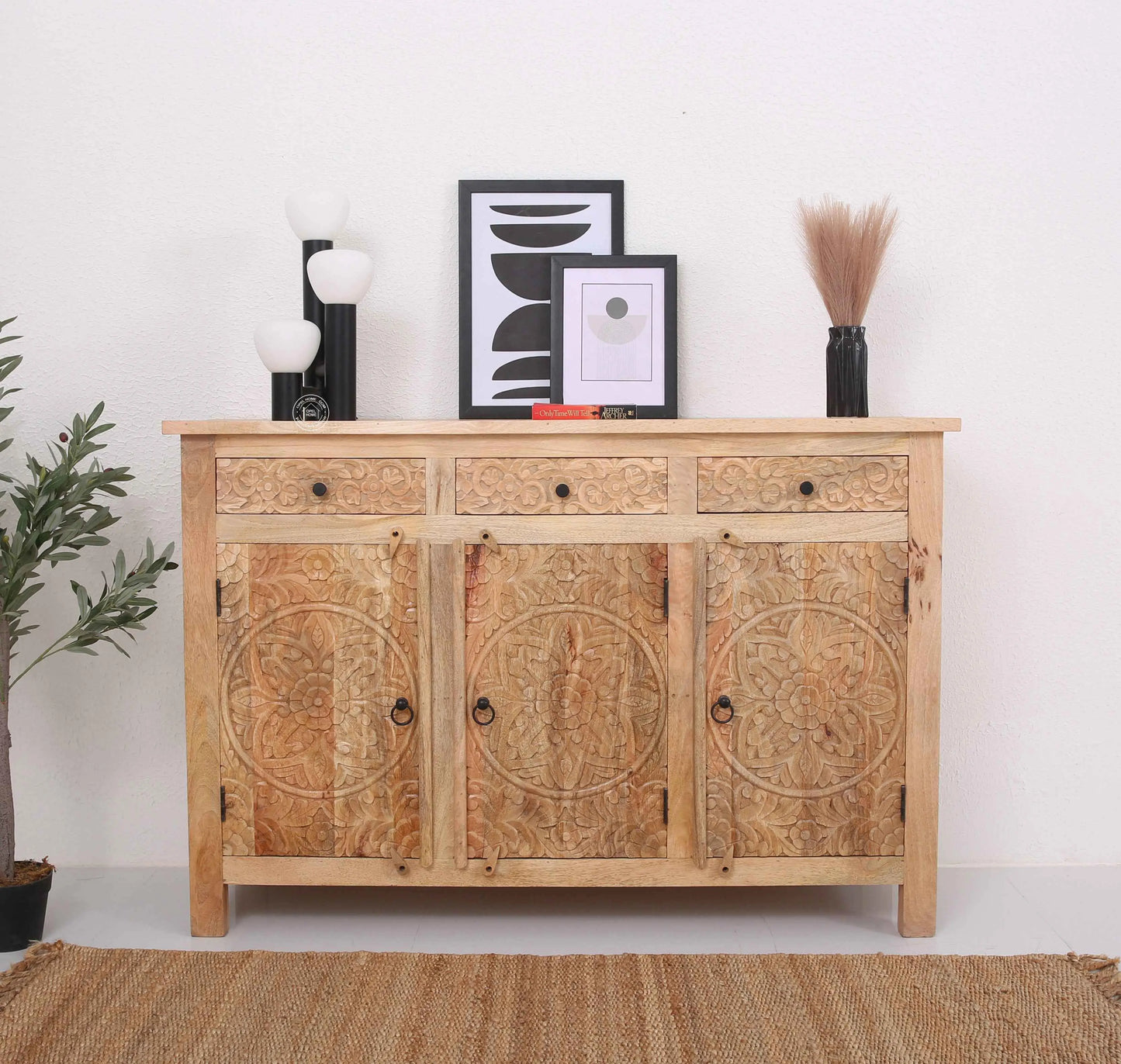 Oslo Wooden 3 Door 3 Drawer Sideboard (Multiple Color Options) | Opelhome UAE