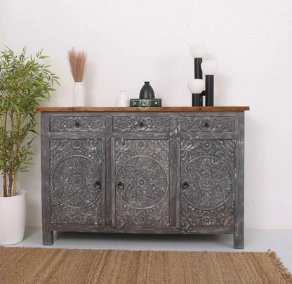 Oslo Wooden 3 Door 3 Drawer Sideboard (Multiple Color Options) | Opelhome UAE