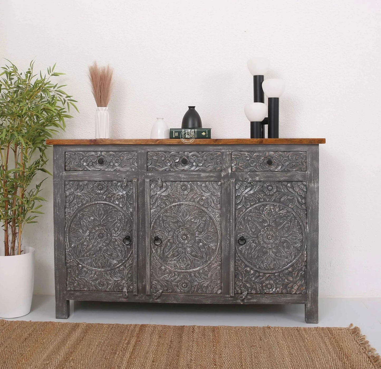Oslo Wooden 3 Door 3 Drawer Sideboard (Multiple Color Options) | Opelhome UAE