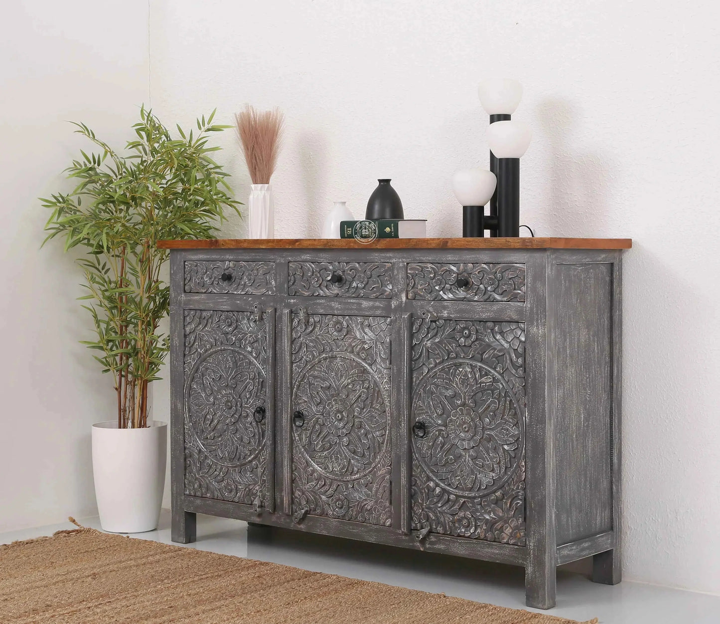 Oslo Wooden 3 Door 3 Drawer Sideboard (Multiple Color Options) | Opelhome UAE