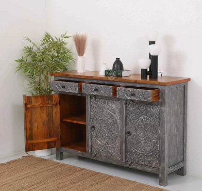 Oslo Wooden 3 Door 3 Drawer Sideboard (Multiple Color Options) | Opelhome UAE