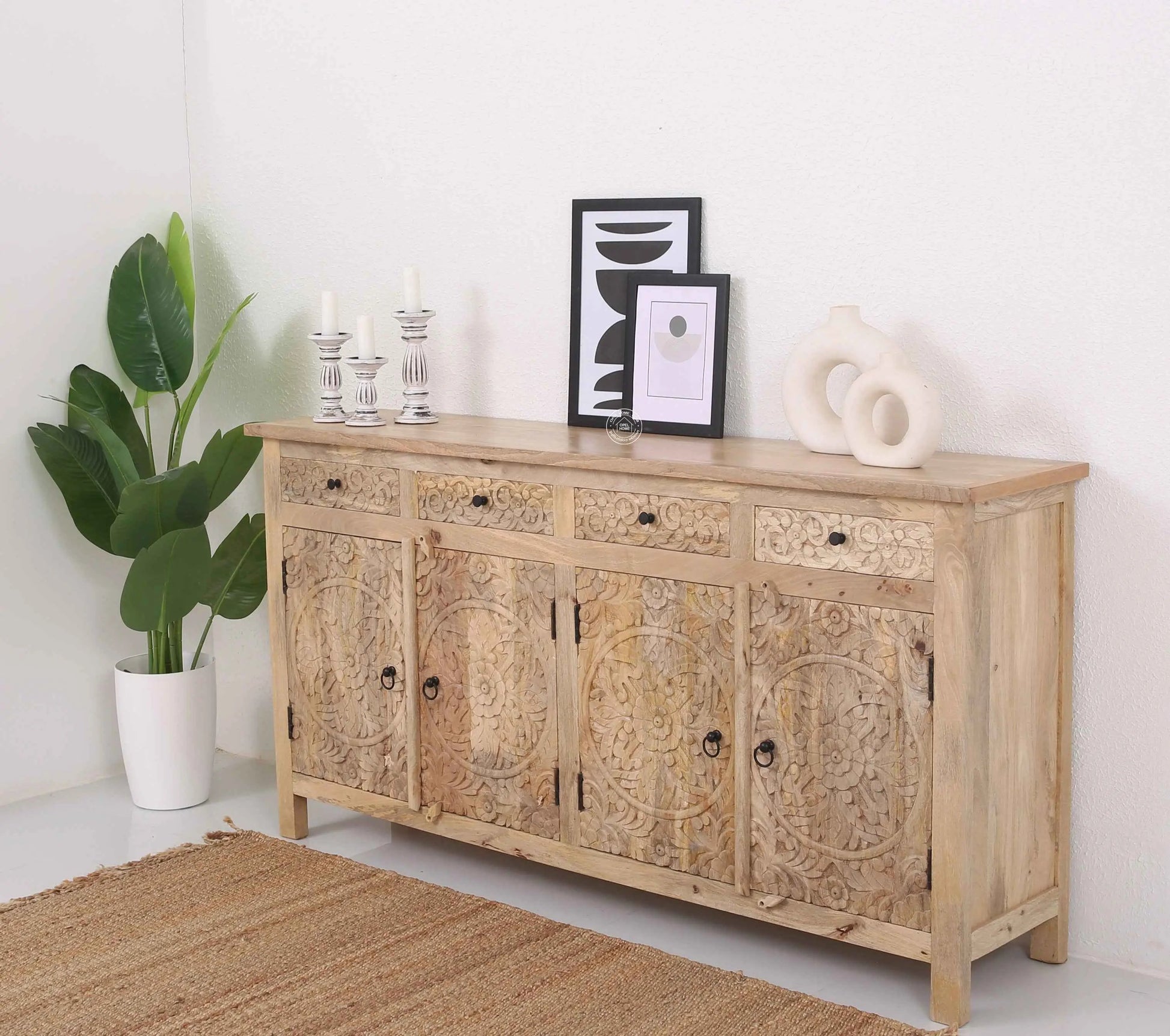 Oslo Wooden 4 Door 4 Drawer Sideboard – Solid Mango Wood | Opelhome UAE