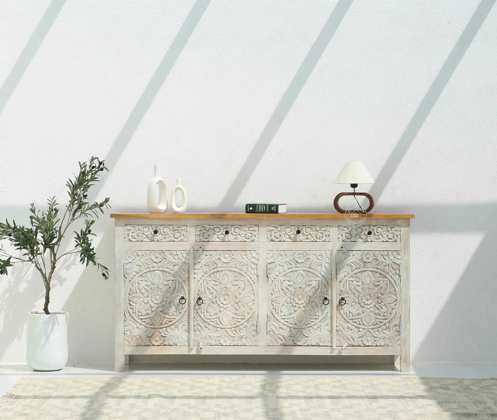 Oslo Wooden 4 Door 4 Drawer Sideboard – Solid Mango Wood | Opelhome UAE