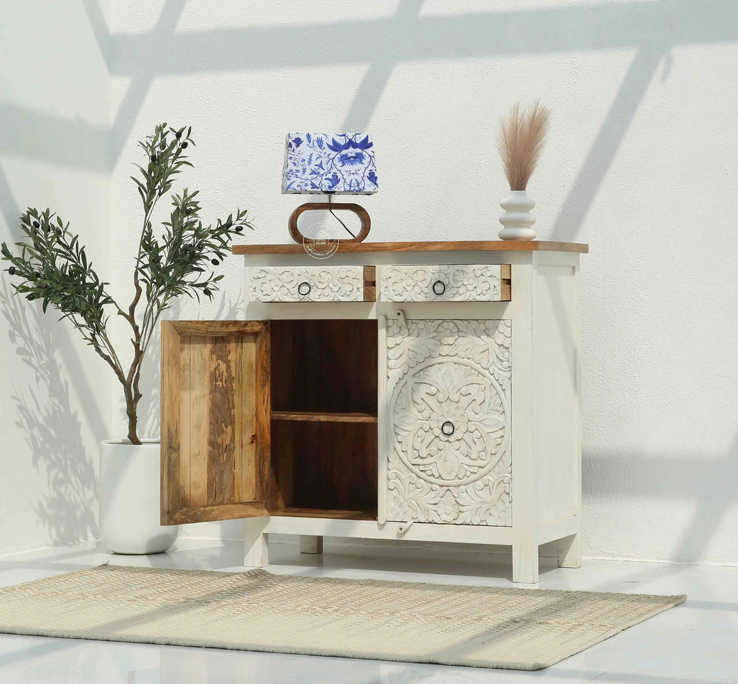 Oslo wooden 2 door 2 Drawers cabinet (Multiple Colors Options)