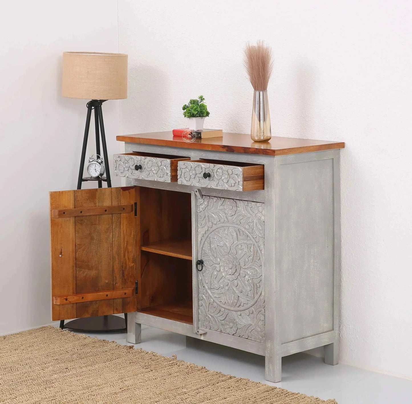 Oslo wooden 2 door 2 Drawers cabinet (Multiple Colors Options)