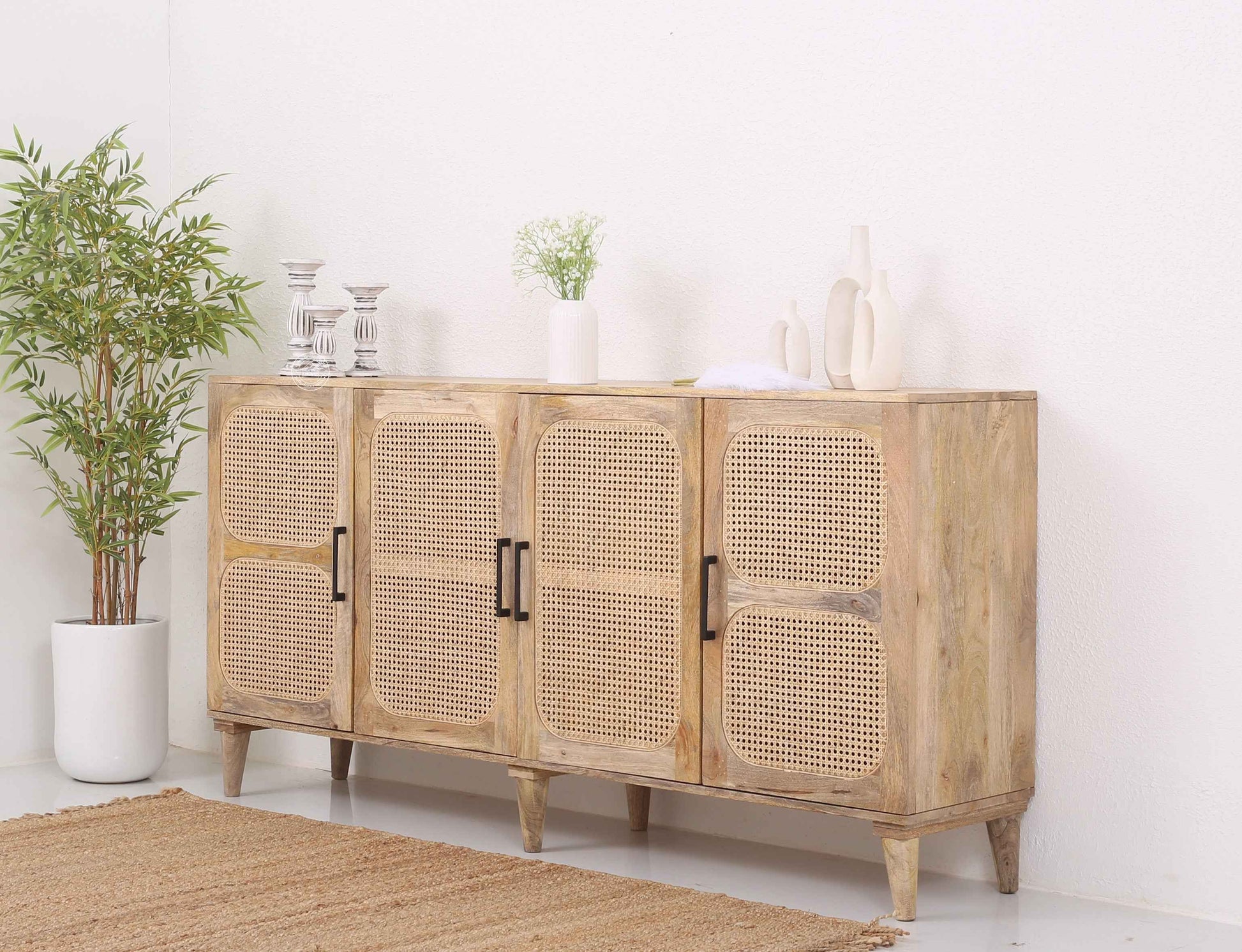 Paxton Rattan Four Doors  Wooden Sideboard