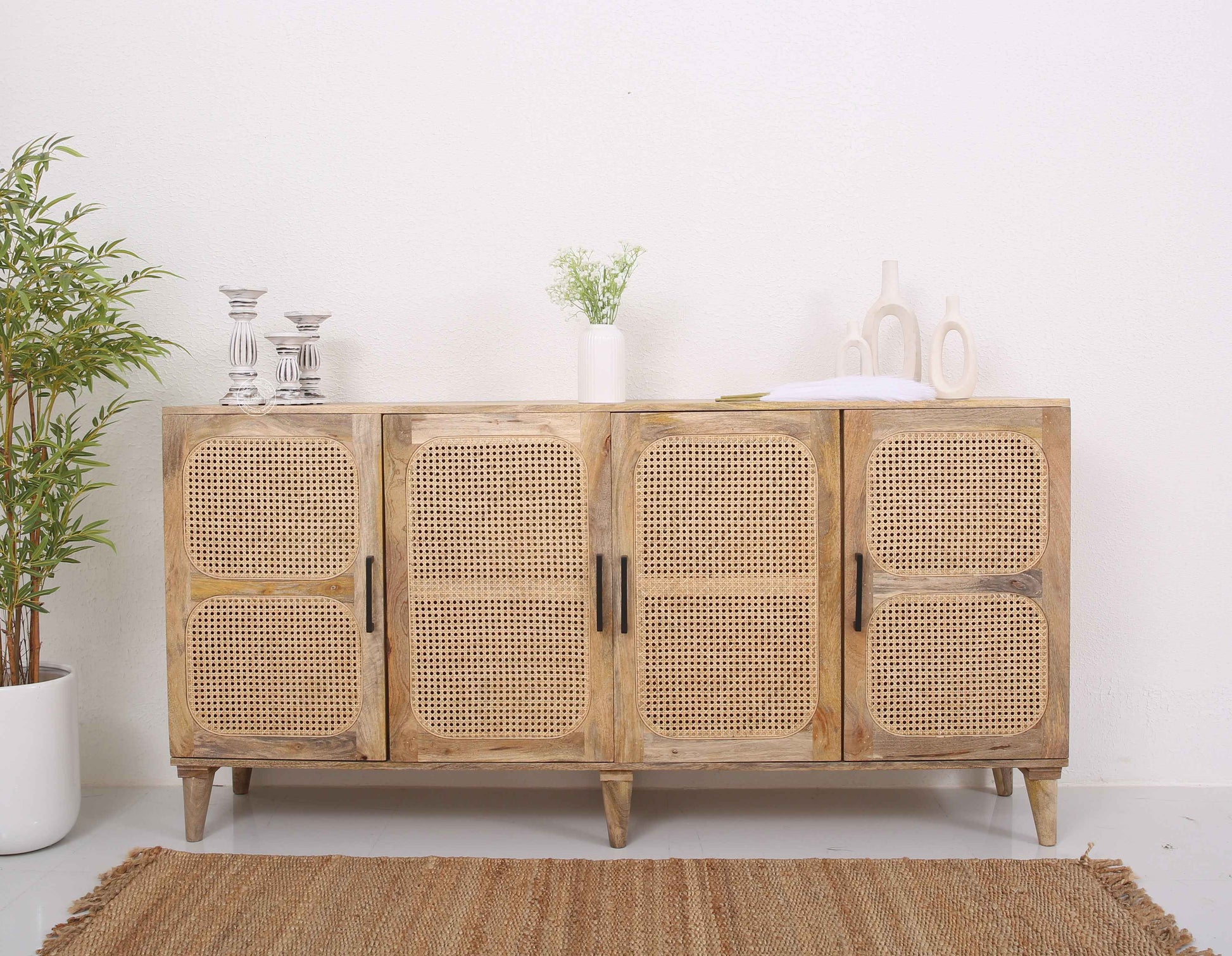 Paxton Rattan Four Doors  Wooden Sideboard