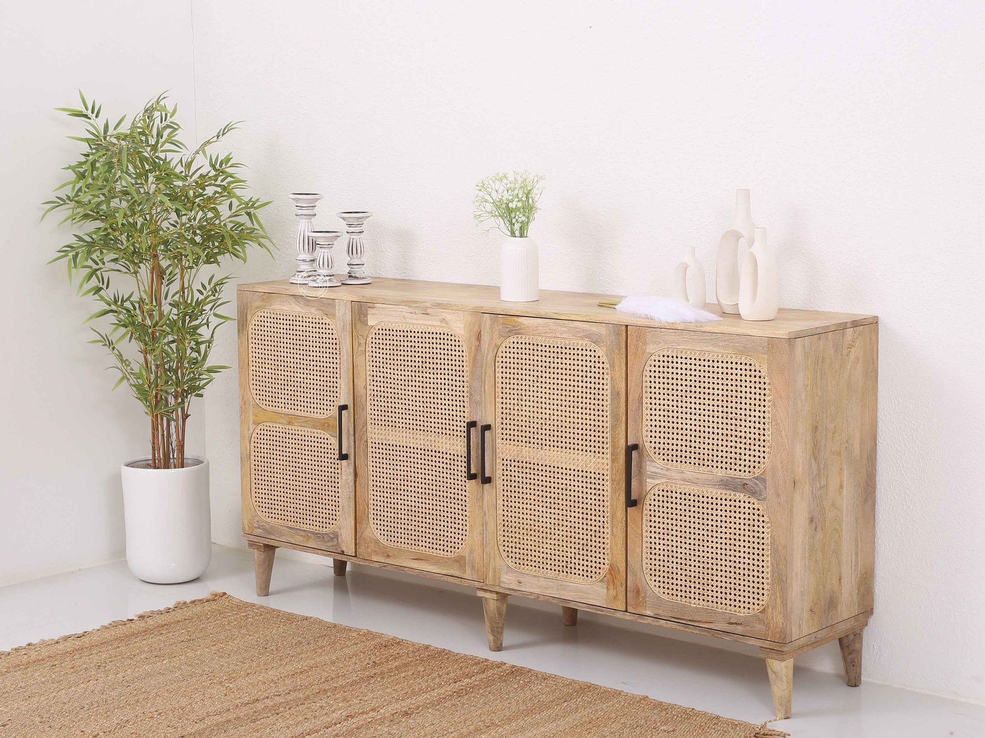Paxton Rattan Four Doors  Wooden Sideboard