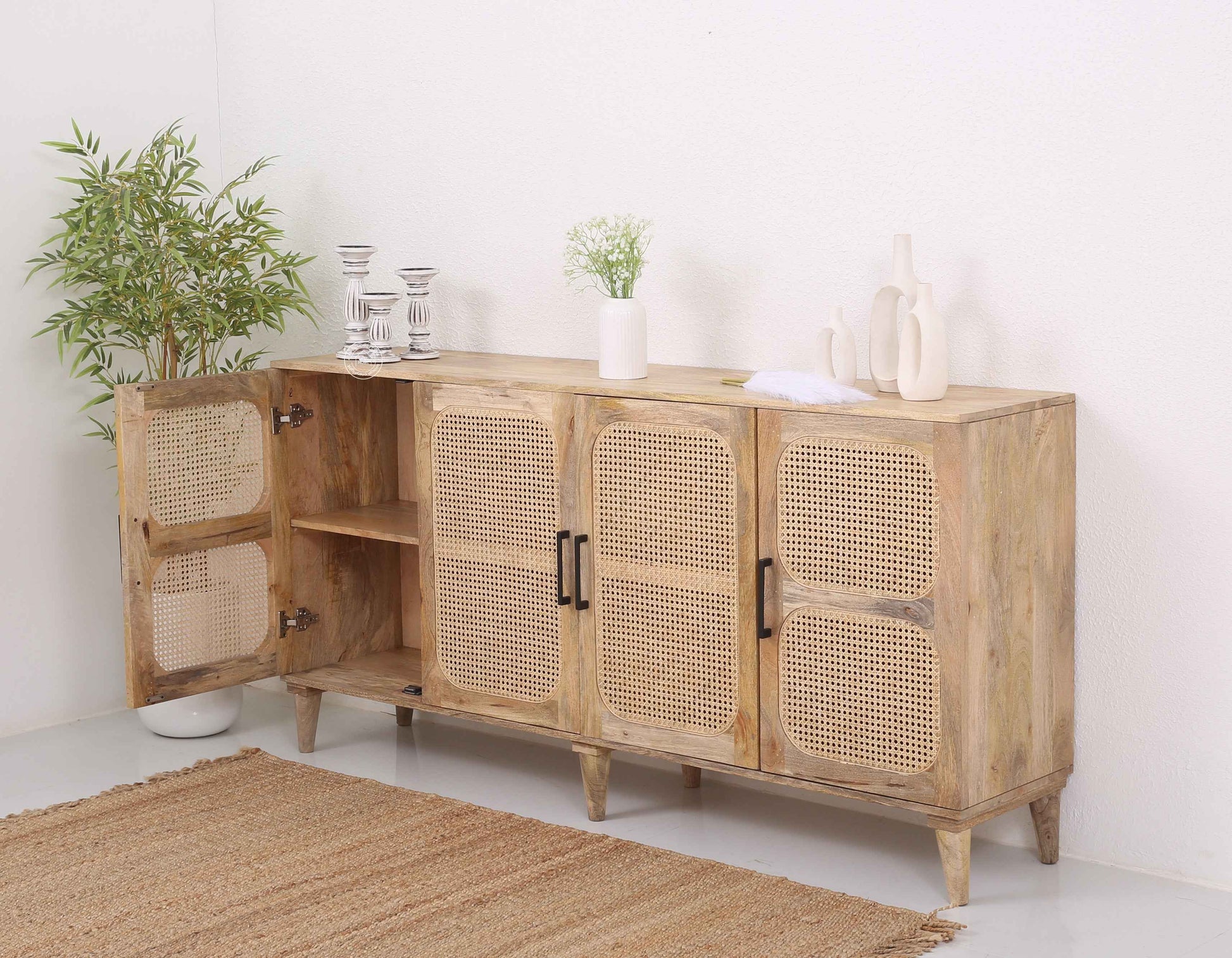 Paxton Rattan Four Doors  Wooden Sideboard