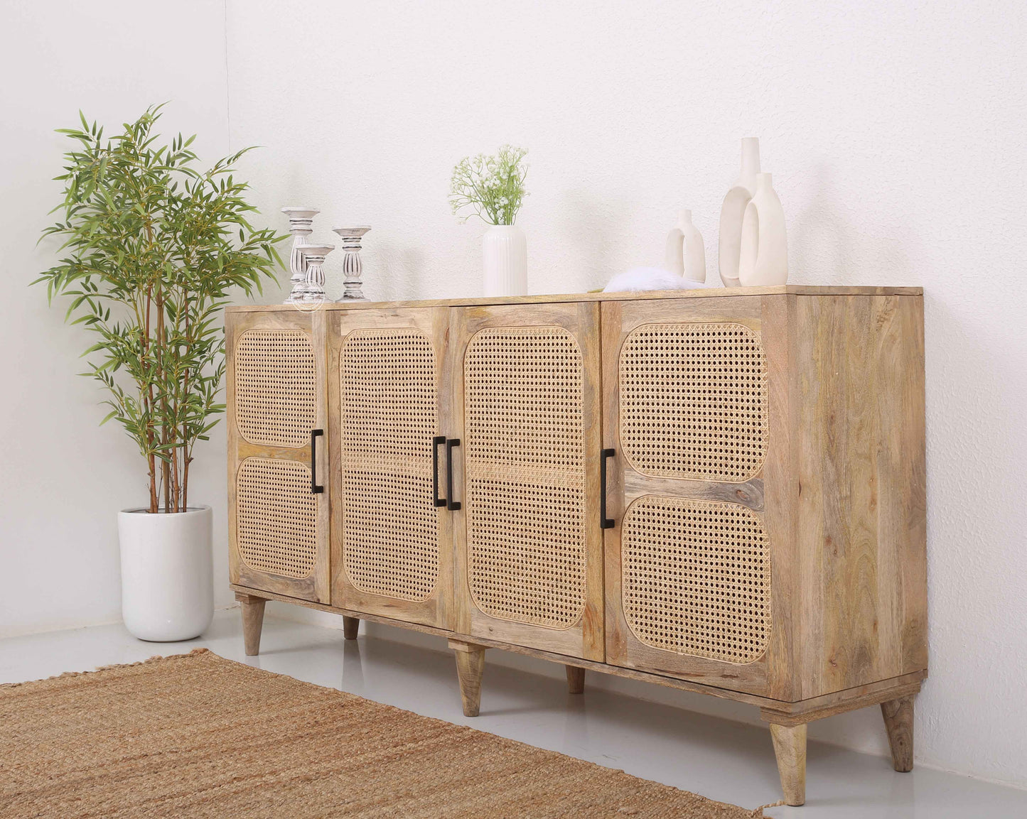 Paxton Rattan Four Doors  Wooden Sideboard