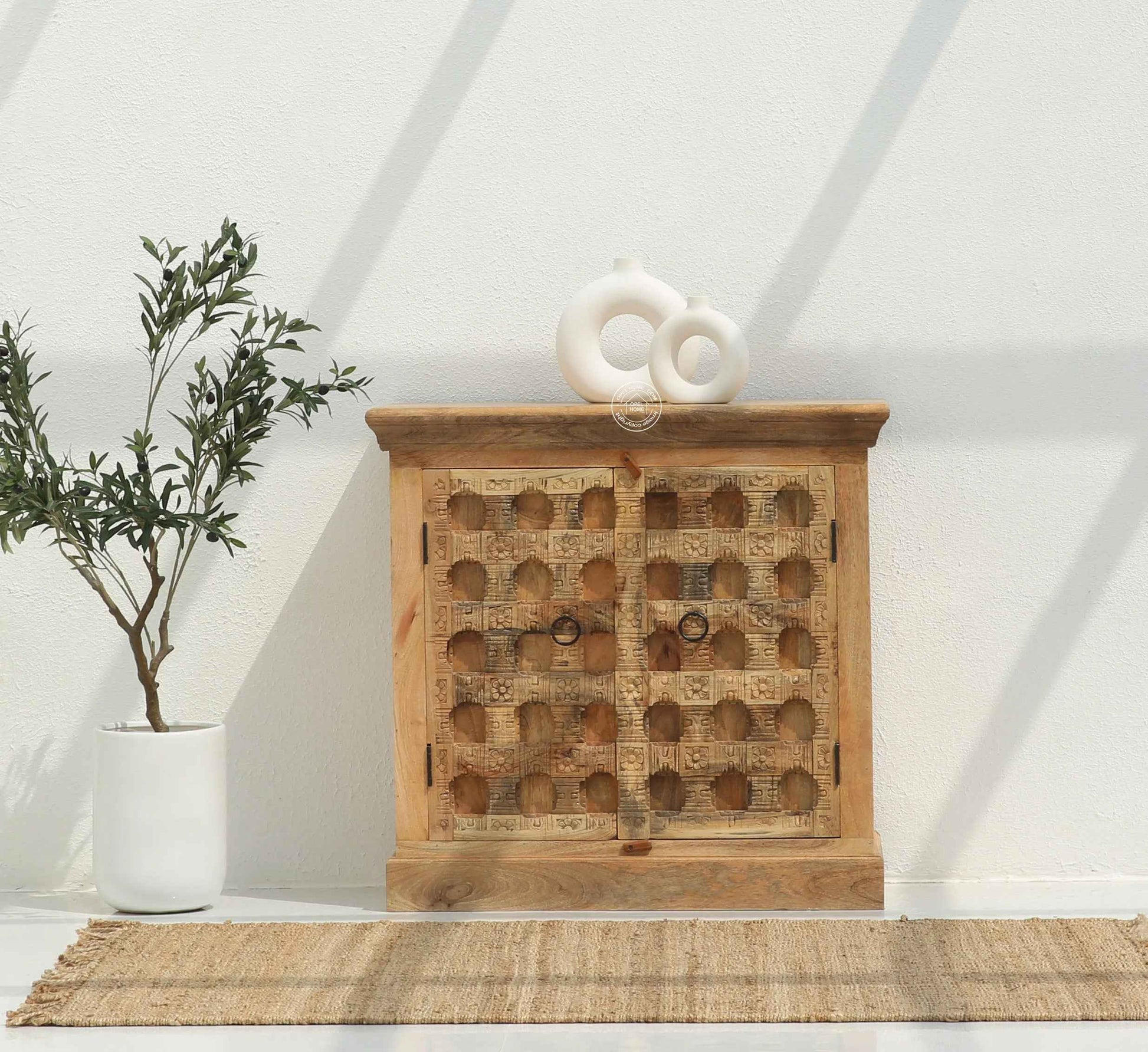 Peach wooden 2 door cabinet