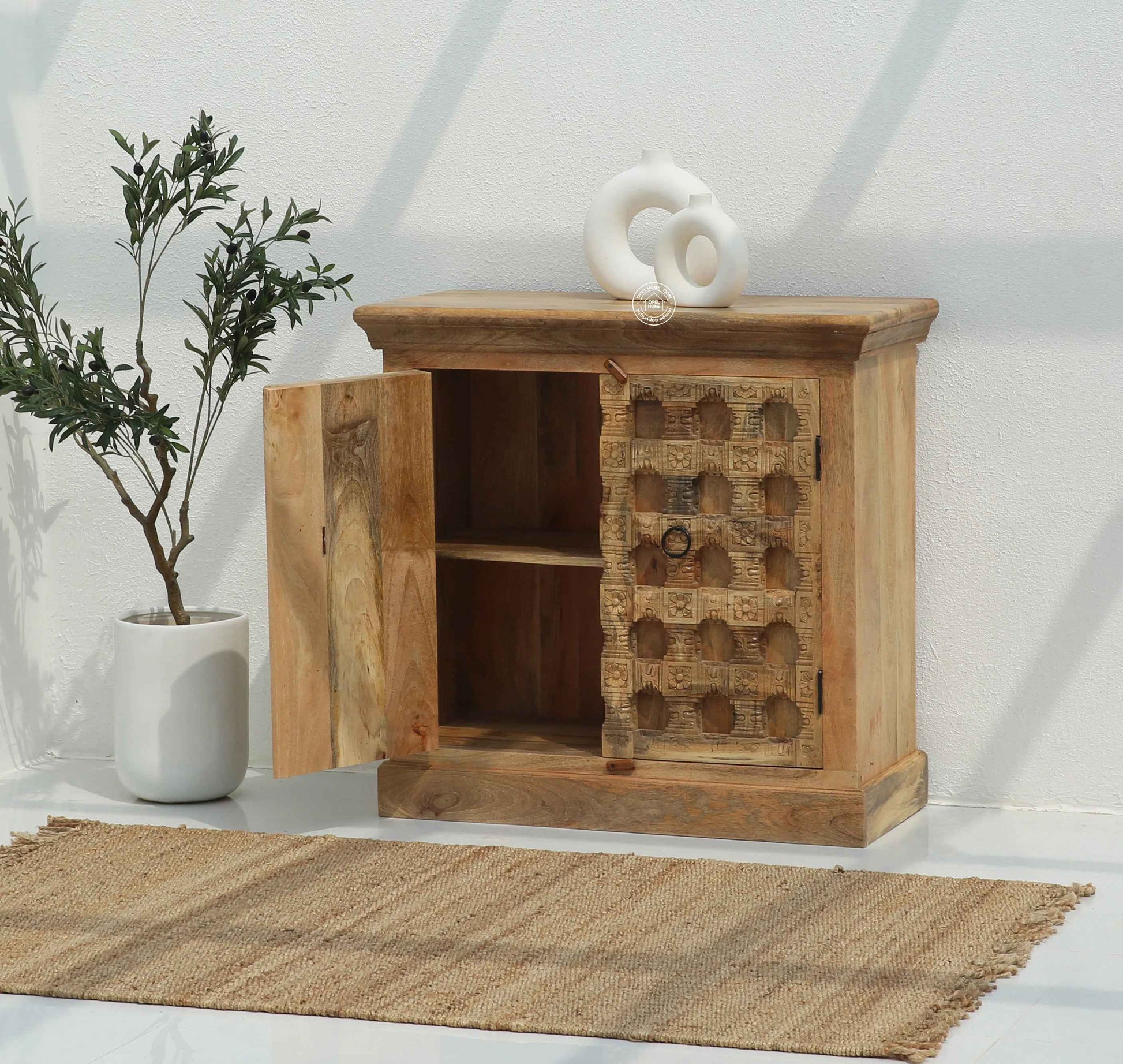 Peach wooden 2 door cabinet