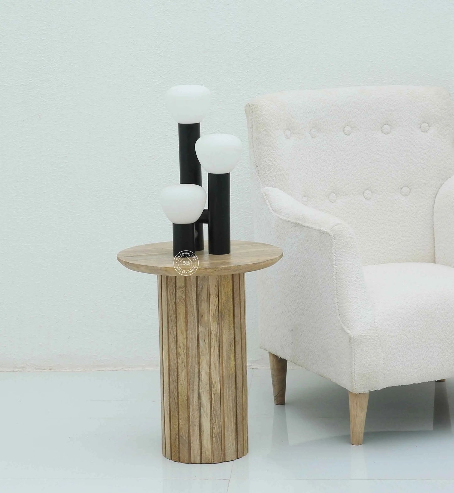 Pierro Wooden Side Table – Solid Mango Wood, Natural Finish | Opelhome UAE