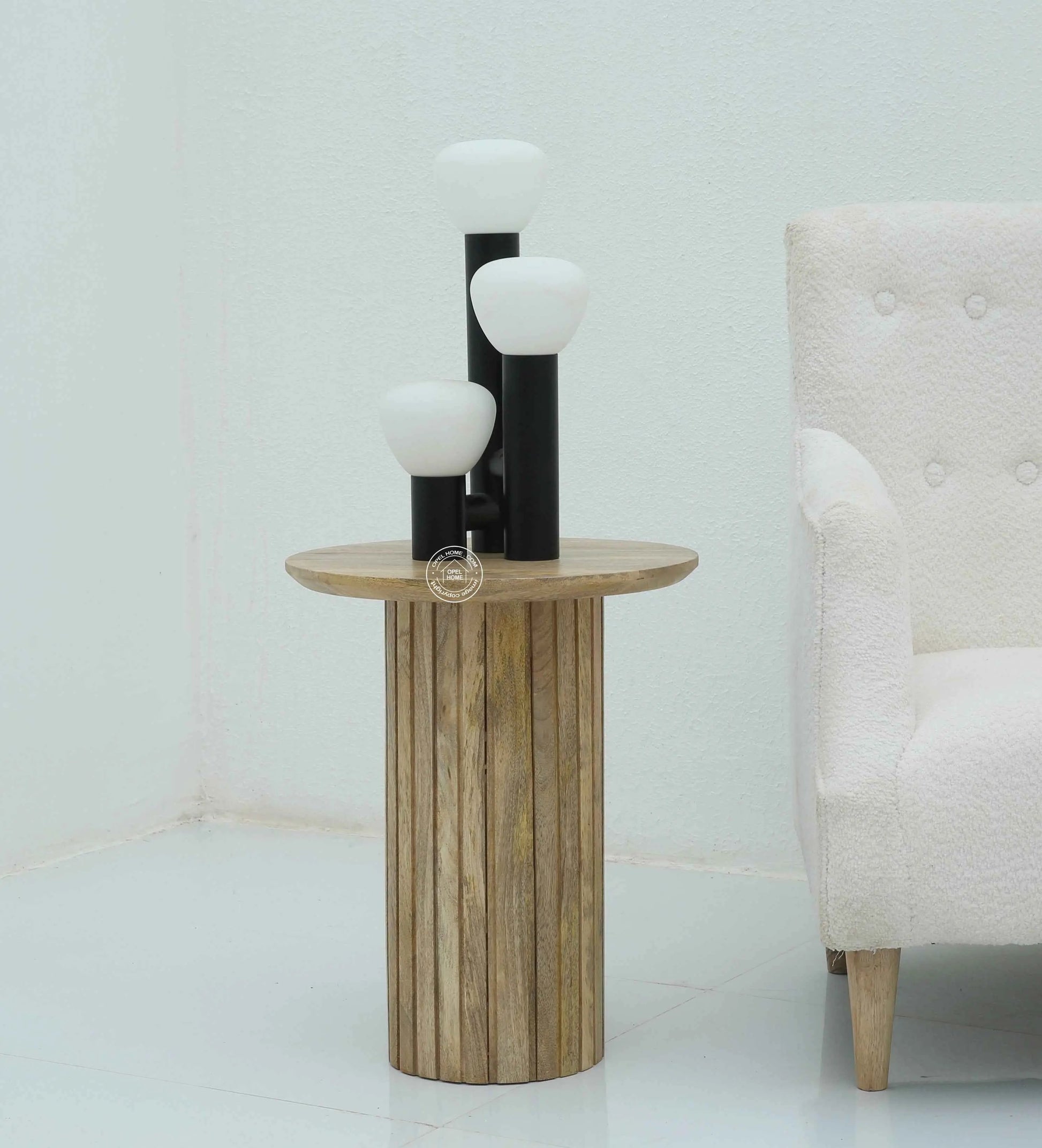 Pierro Wooden Side Table – Solid Mango Wood, Natural Finish | Opelhome UAE