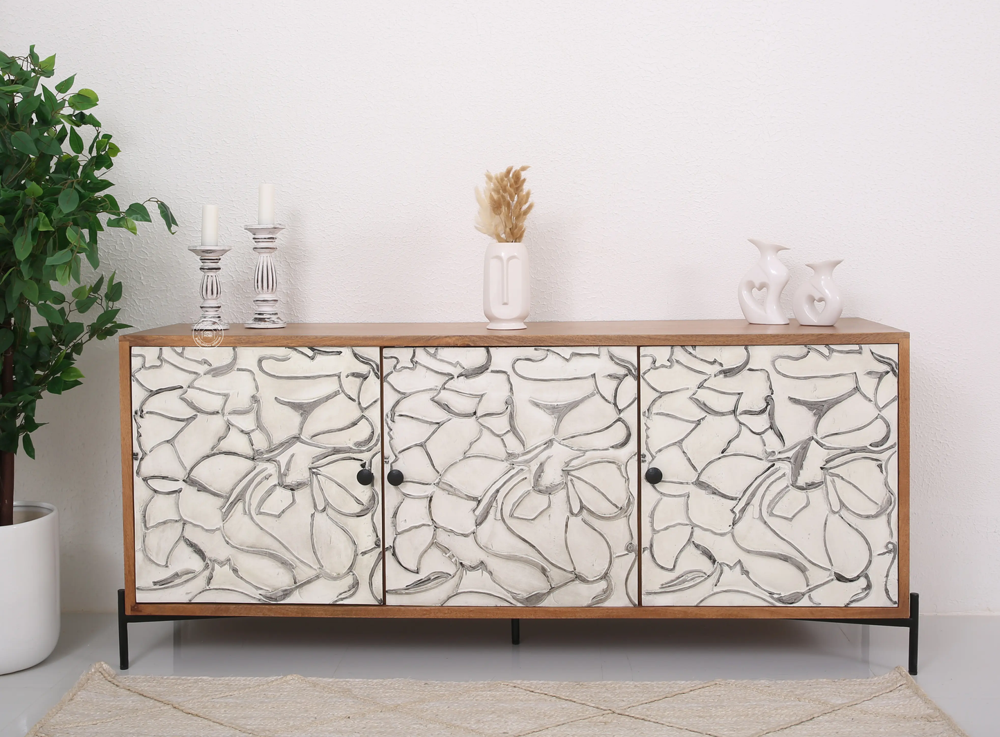 Piston wooden 3 door Sideboards - Opelhome