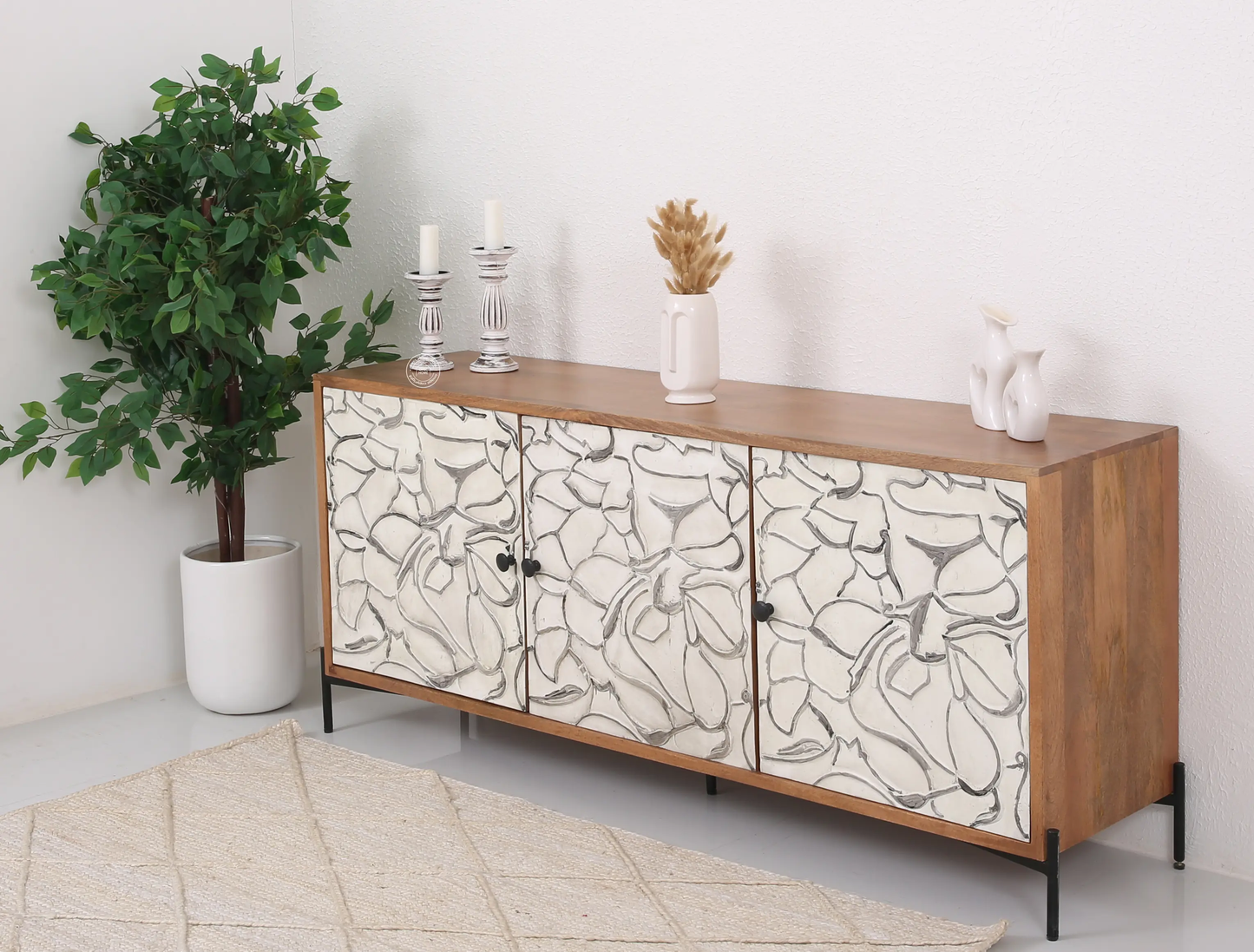 Piston wooden 3 door Sideboards - Opelhome