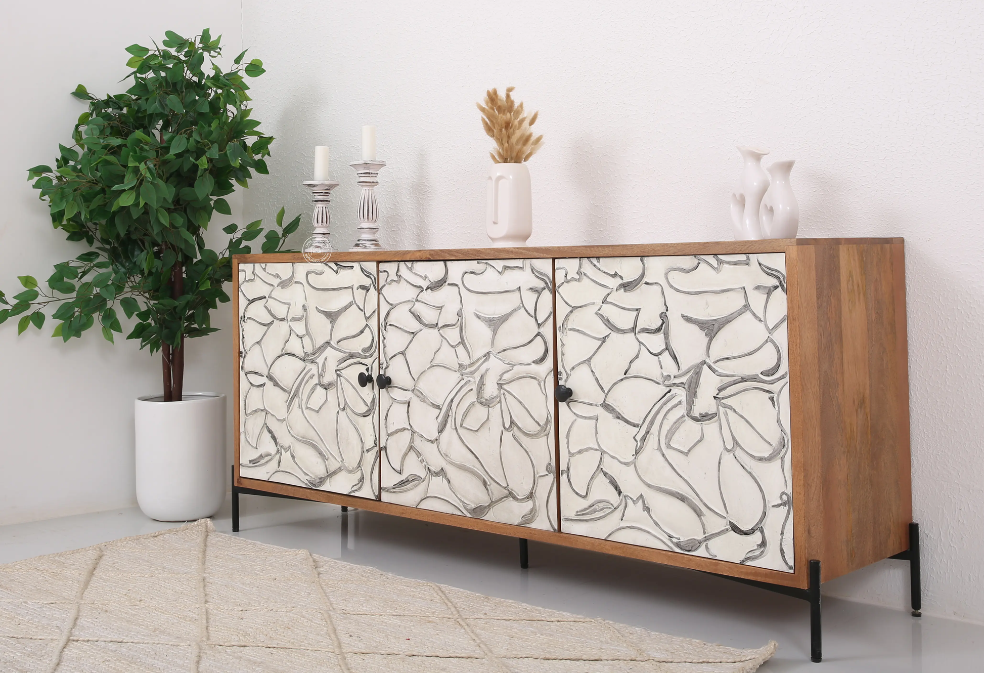 Piston wooden 3 door Sideboards - Opelhome