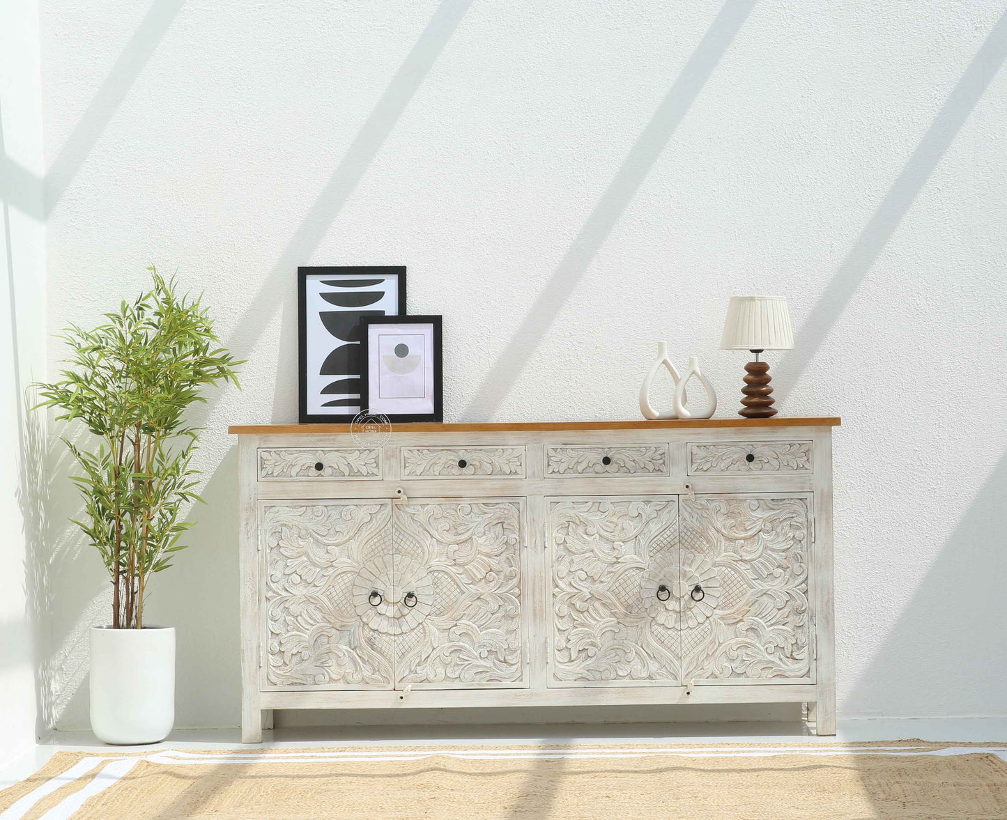 Pisty Wooden 4 Door 4 Drawer Sideboard (Multiple Color Options) | Opelhome UAE